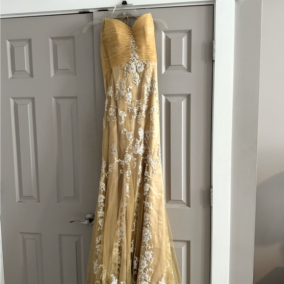 Halter Neck Gold Prom Gown